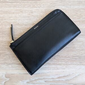 NWT Skagen Black Leather Large Zip Wallet